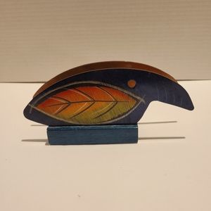 Handcrafted Australian Glasses Letter Phone Holder Wood Artist Signed Toucan